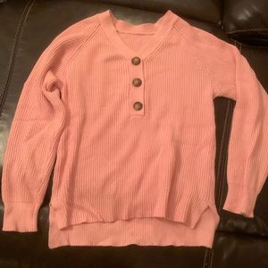 Pink Henley Sweater.  Small. Like New.  Pink.